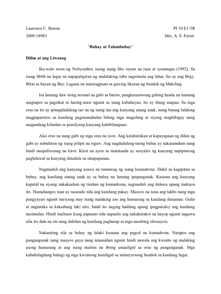 essay about your self tagalog