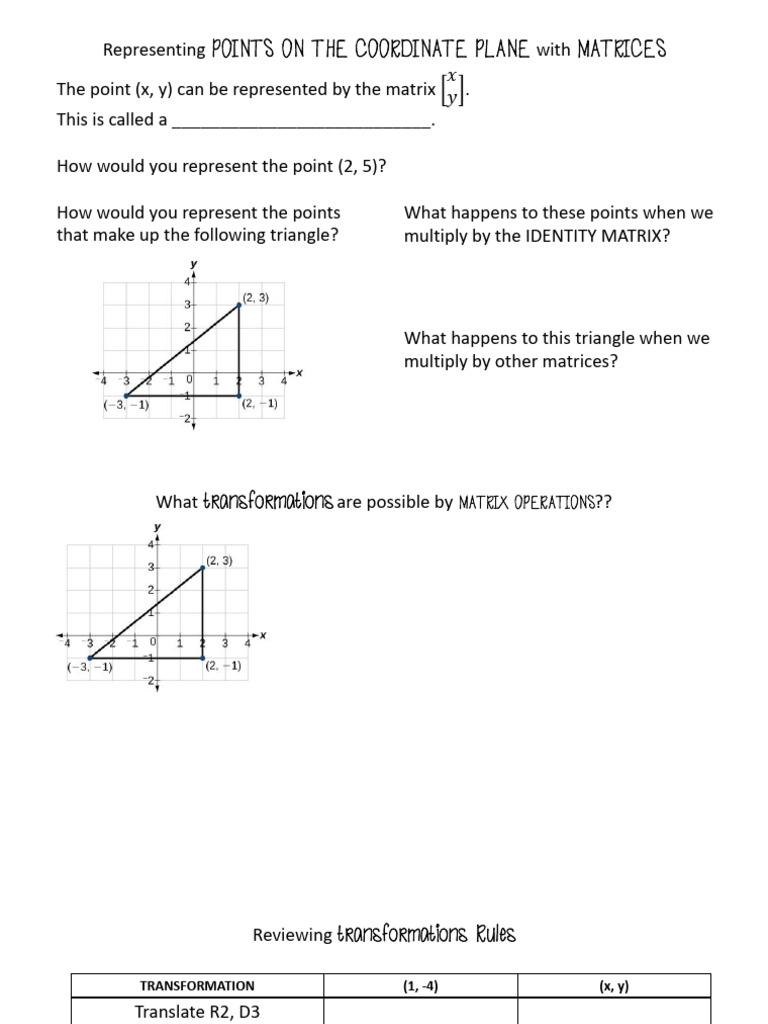 08.09-10 NOTES - Transformations with MATRICES | PDF