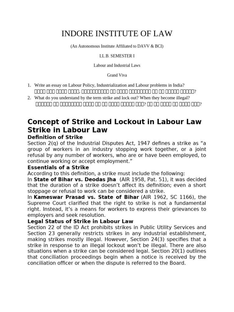 Labour Laws: Strikes and Lockouts Explained | PDF | Labour Law | Strike ...
