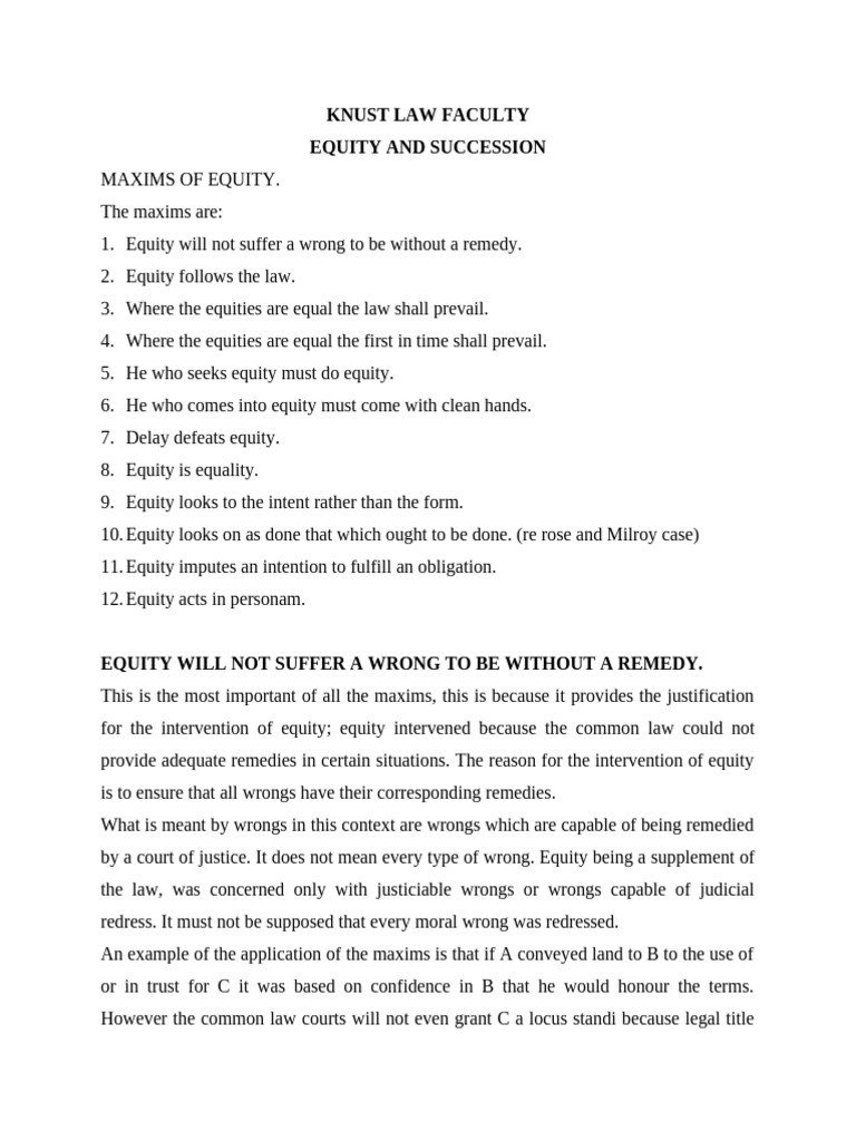 Maxims of Equity Explained | PDF | Concurrent Estate | Mortgage Law