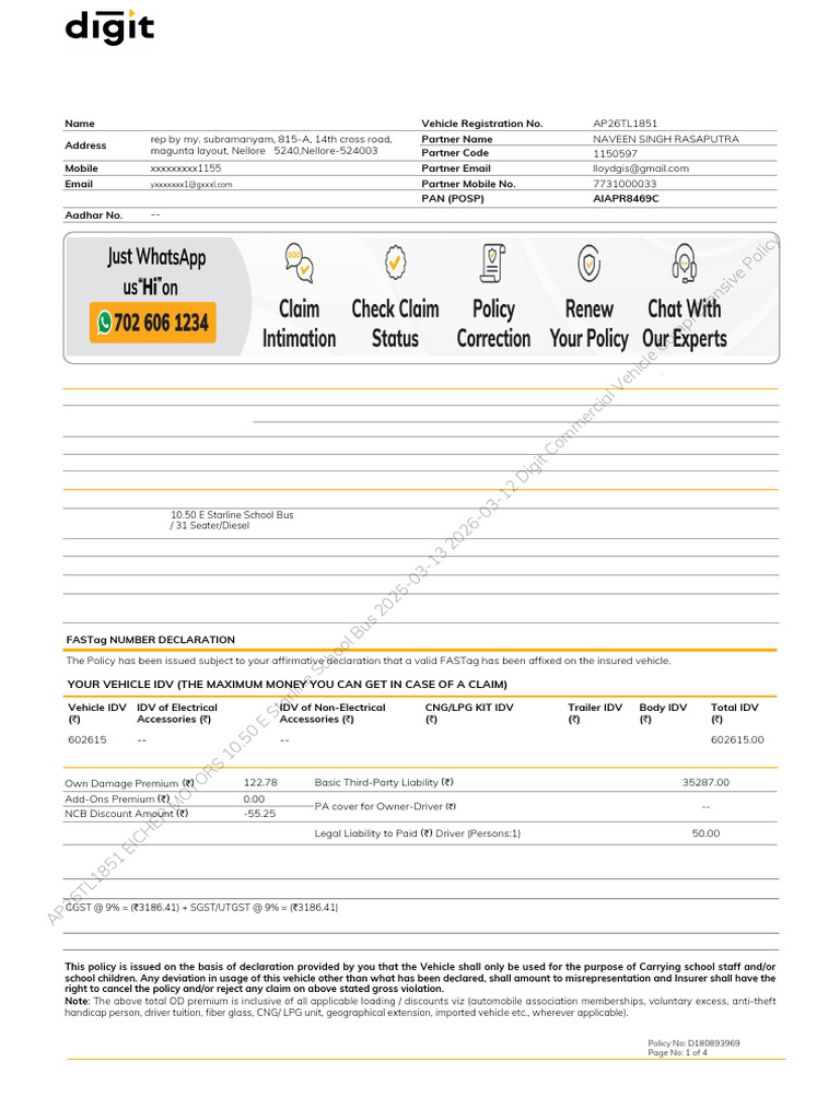 Digit Commercial Vehicle Insurance Policy | PDF | Insurance | Liability ...
