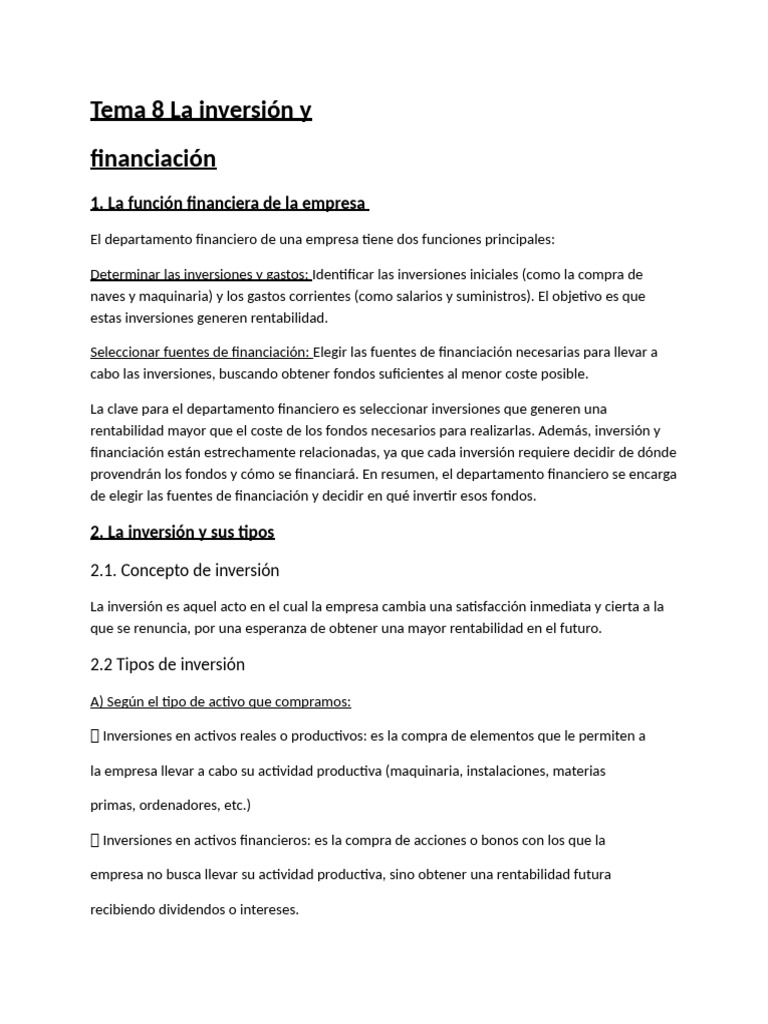 Inversión y Financiación Empresarial | PDF | Business | Inversiones