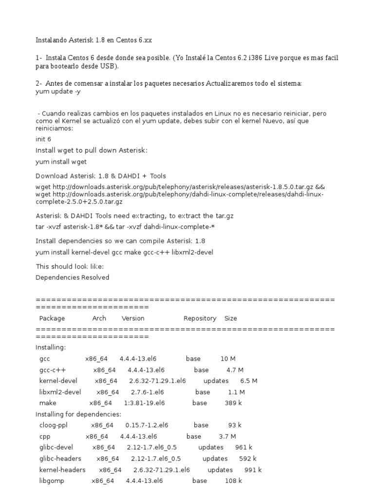 Instalación de Asterisk 1.8 en CentOS 6 | PDF | Unix Software | Software