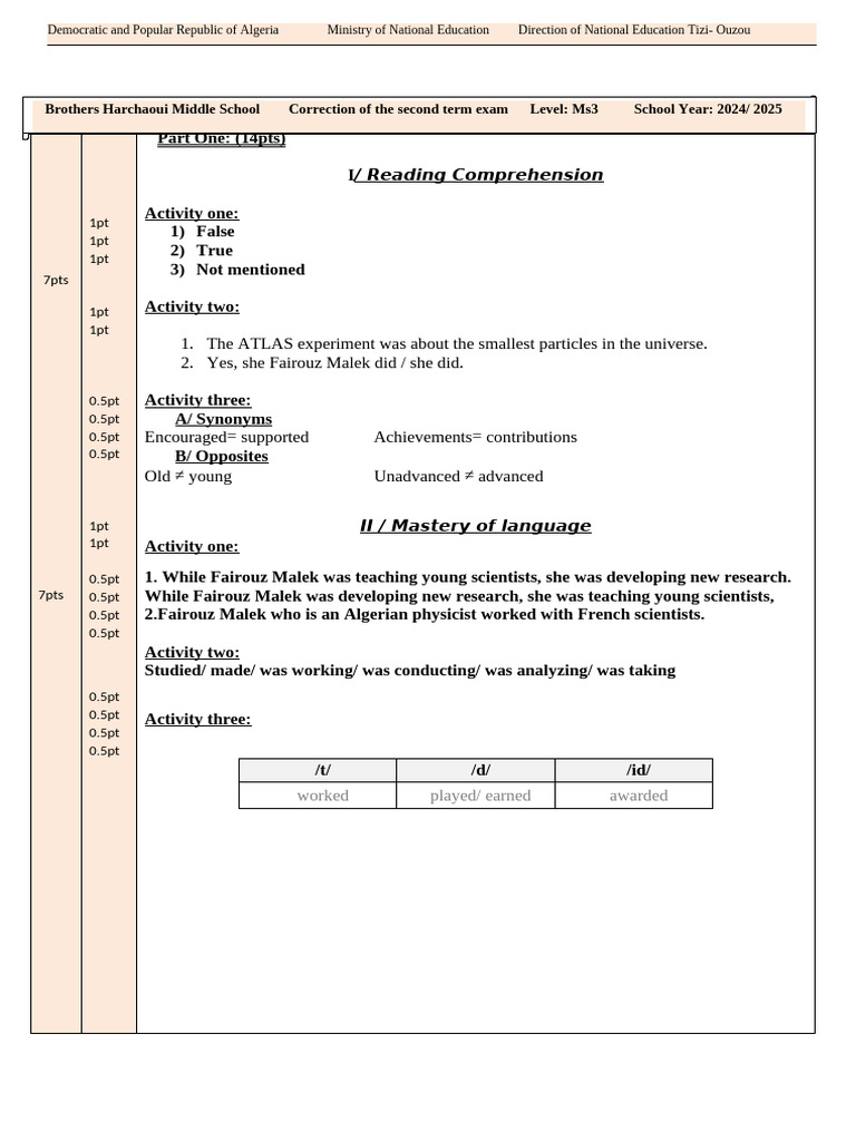 Correction 3MS 2nd Term 25 | PDF | Grammatical Tense | Grammatical ...