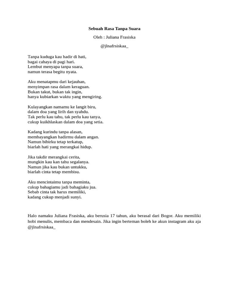 Juliana Frasiska - Sebuah Rasa Tanpa Suara | PDF