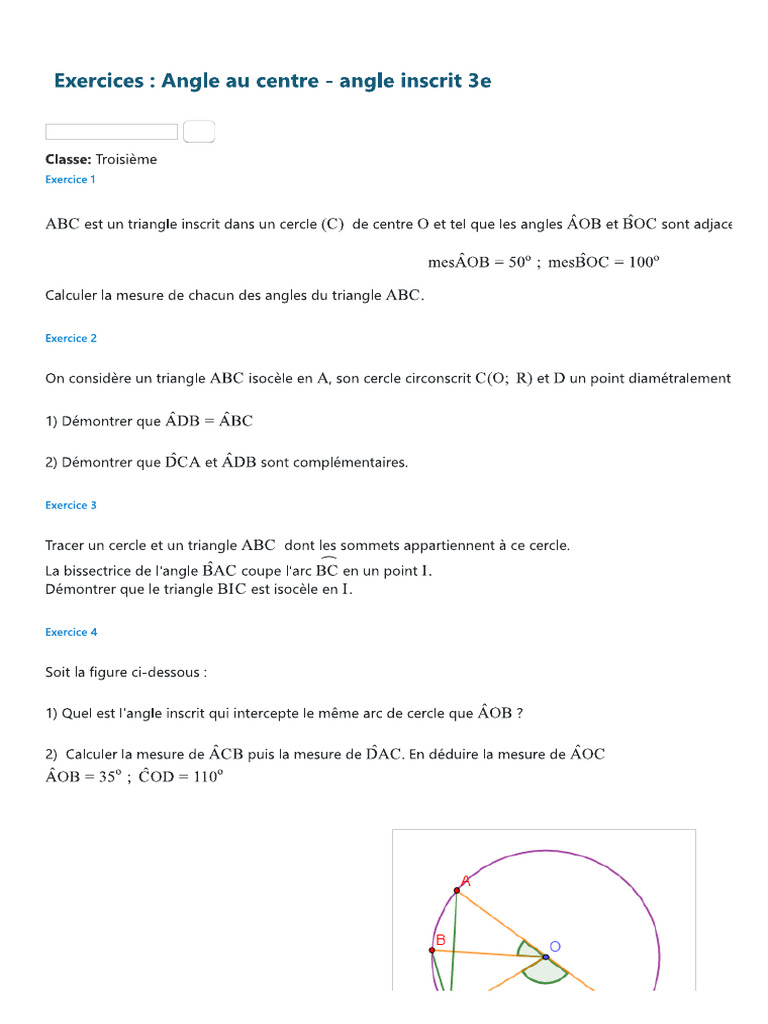 Angle Inscrit Explained | PDF