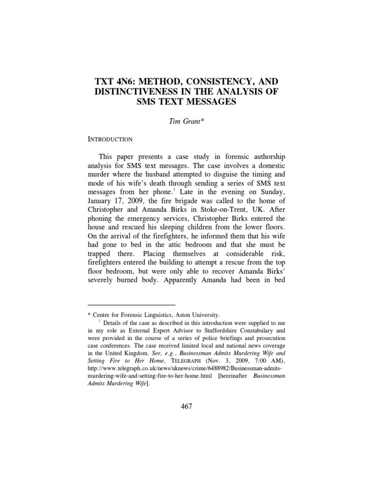 Forensic Analysis of SMS Text Messages | PDF | Bayesian Inference ...