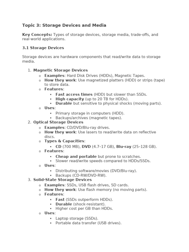 Storage Devices and Media | PDF | Computer Data Storage | Hard Disk Drive