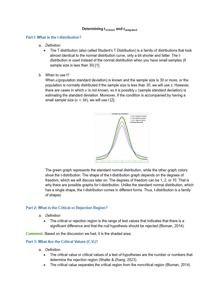 Understanding T Distribution and Critical Values | PDF | Standard ...