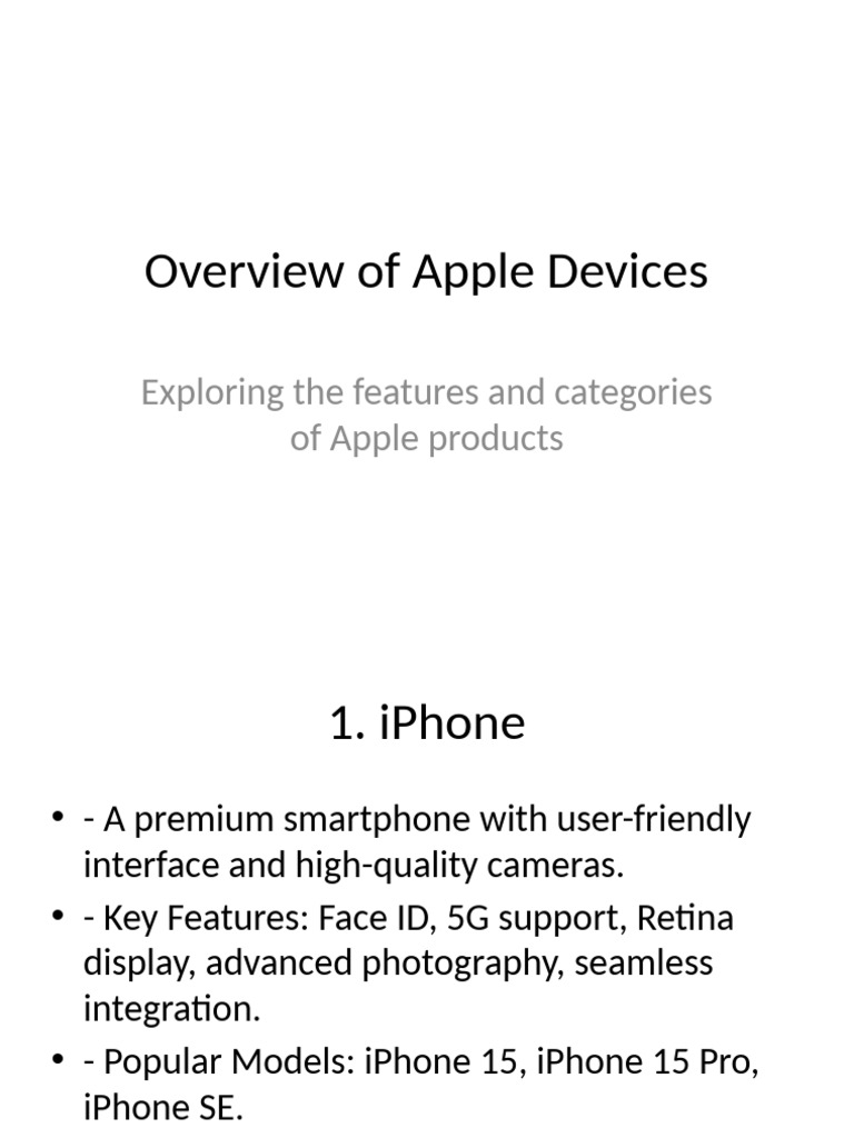 Apple Devices Overview and Features | PDF | I Pad | Apple Inc.