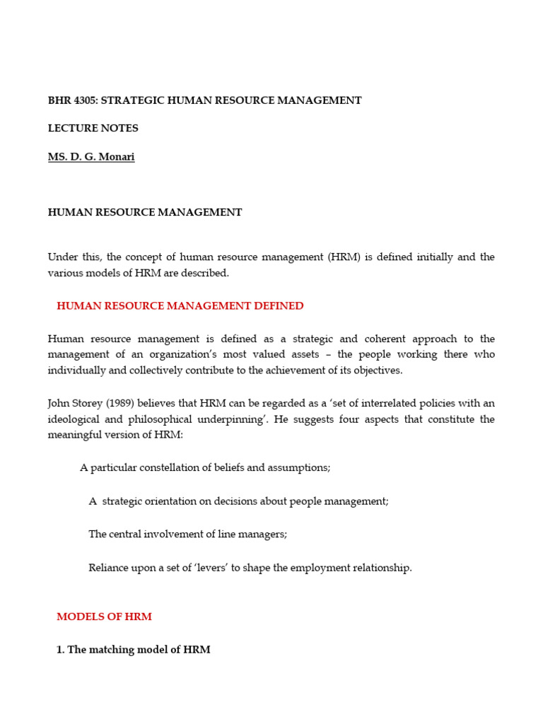 Strategic Human Resource Management Overview | PDF | Strategic ...