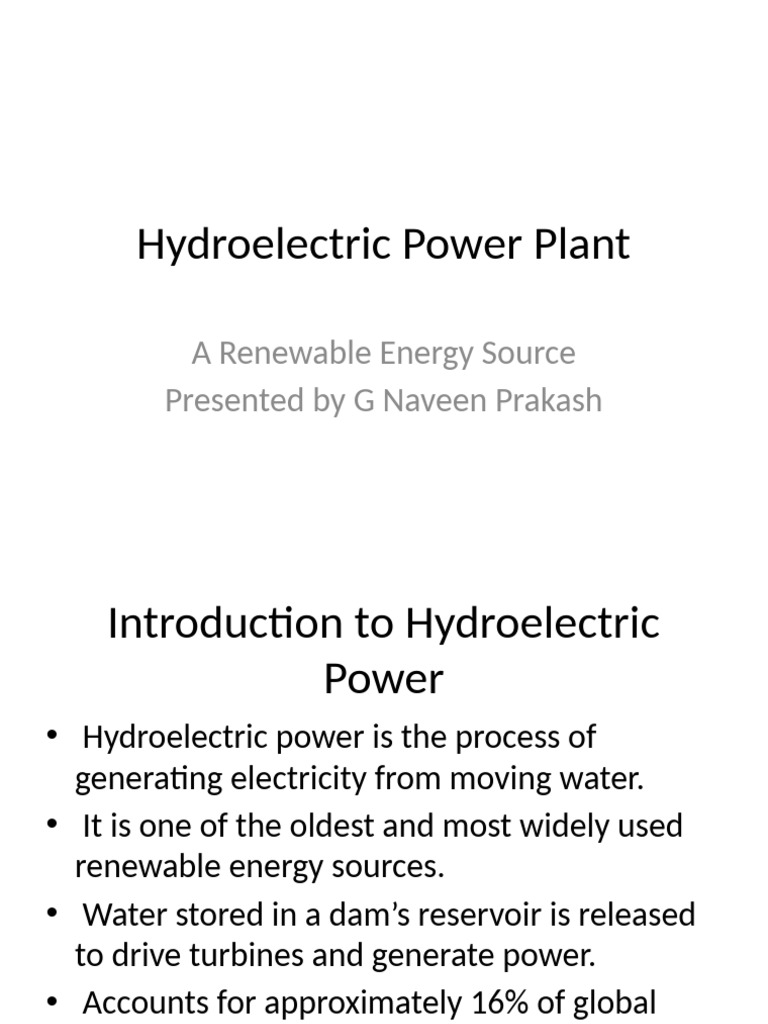Hydroelectric Power Plant G Naveen Prakash | PDF | Hydroelectricity ...