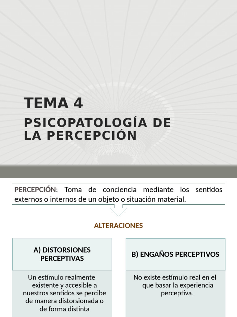 Tema 4-Percepción | PDF | Alucinación | Percepción