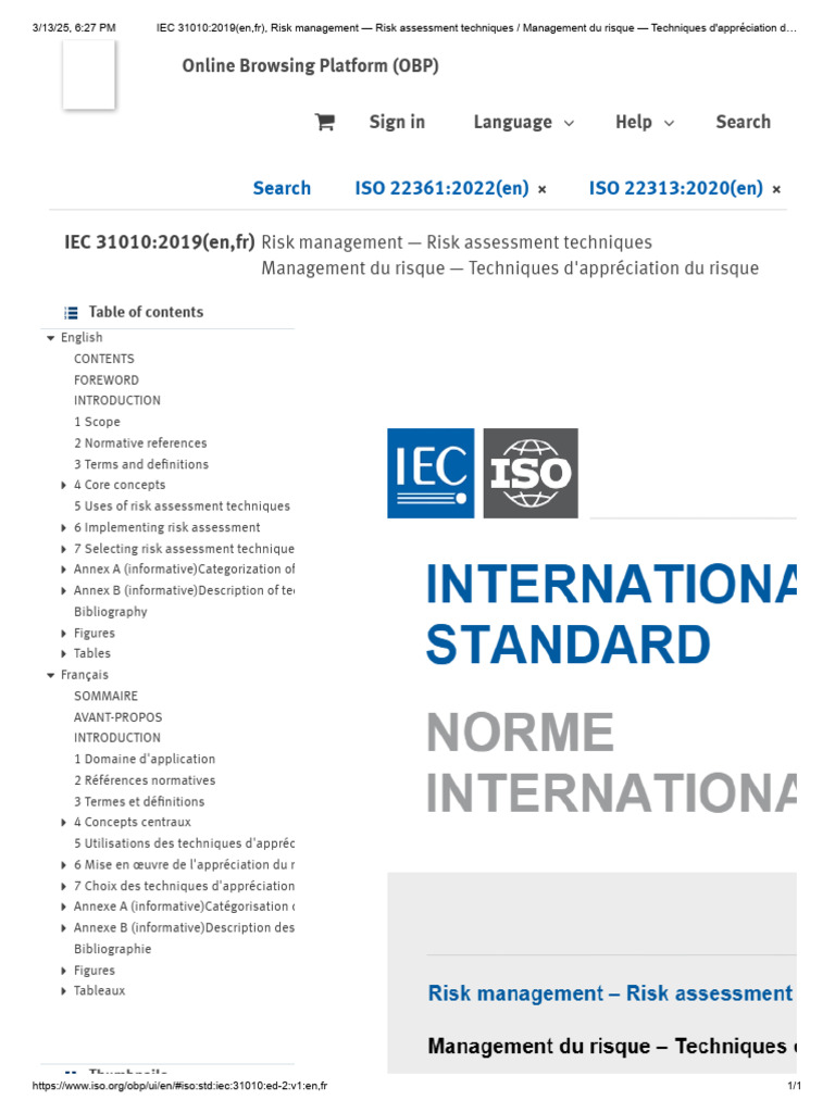 Techniques d'évaluation des risques ISO 31010 | PDF