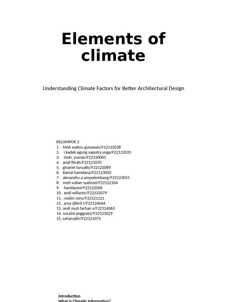 Climate Factors in Architectural Design | PDF | Humidity | Water Vapor