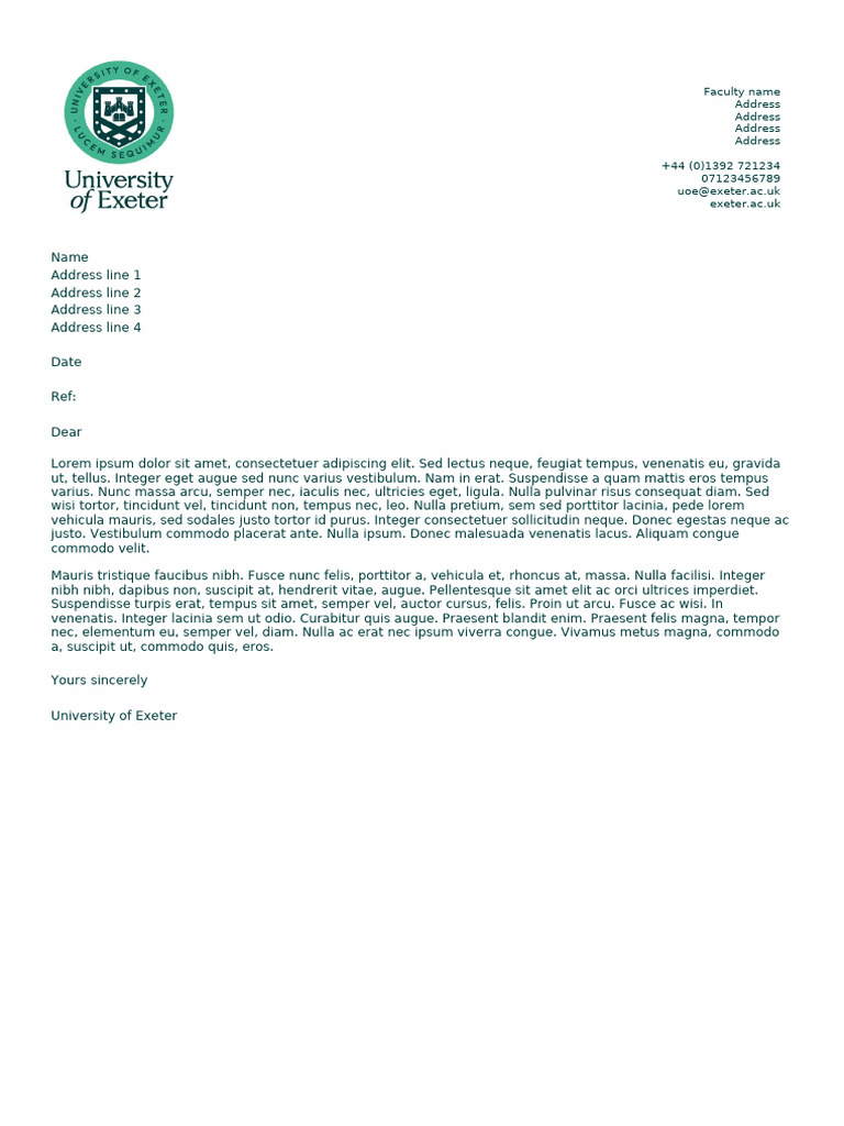 University-of-Exeter Word Letterhead | PDF