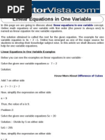 Linear Equations in One Variable