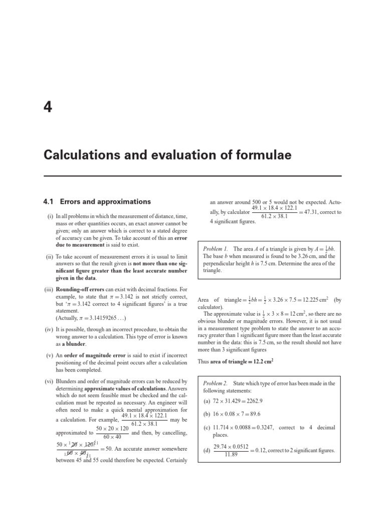 Measurement Errors and Approximations | PDF | Significant Figures ...