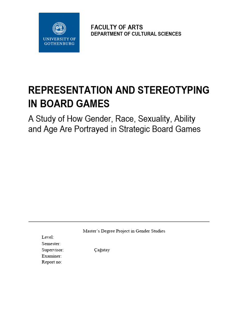 Board Games: Gender & Stereotype Analysis | PDF | Intersectionality ...