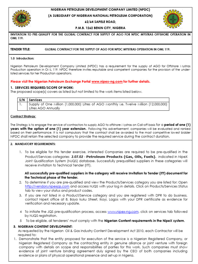 NPDC Provision of AGO 20190207 | PDF | Joint Venture | Business