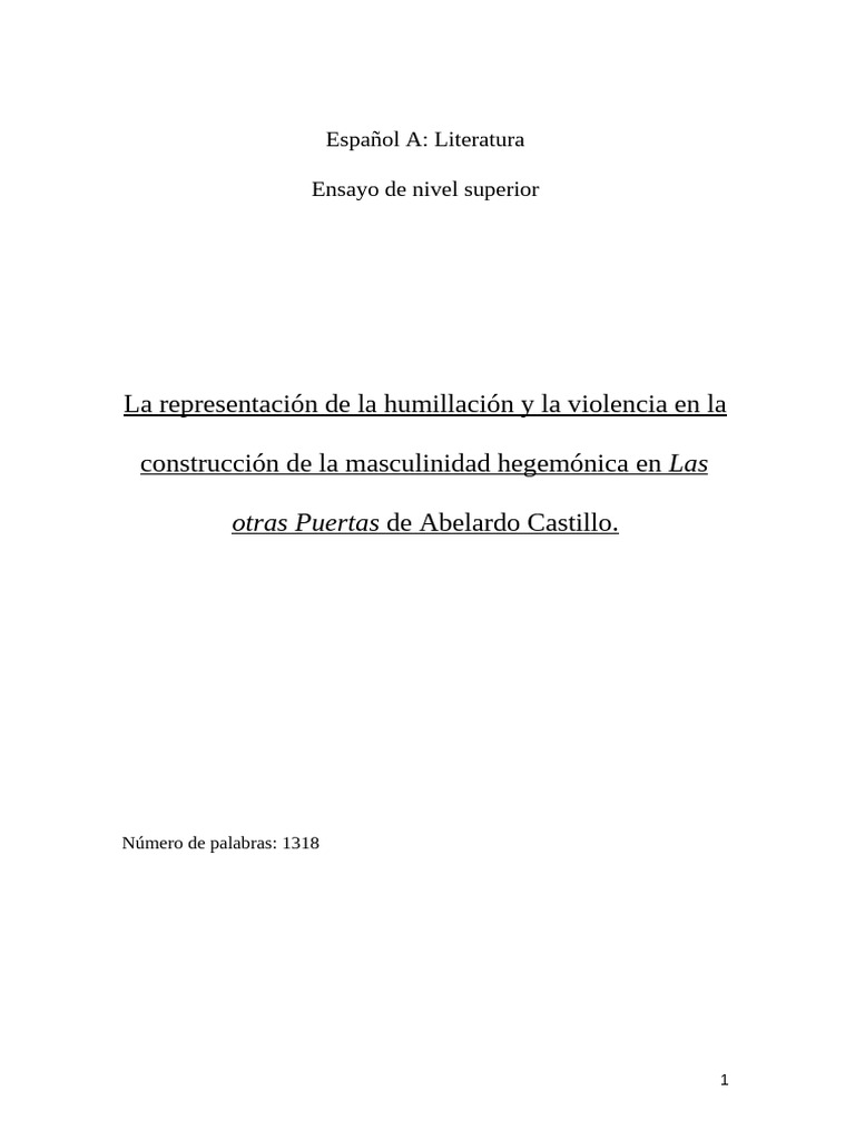 Masculinidad y violencia en "Las Otras Puertas" | PDF | Masculinidad ...