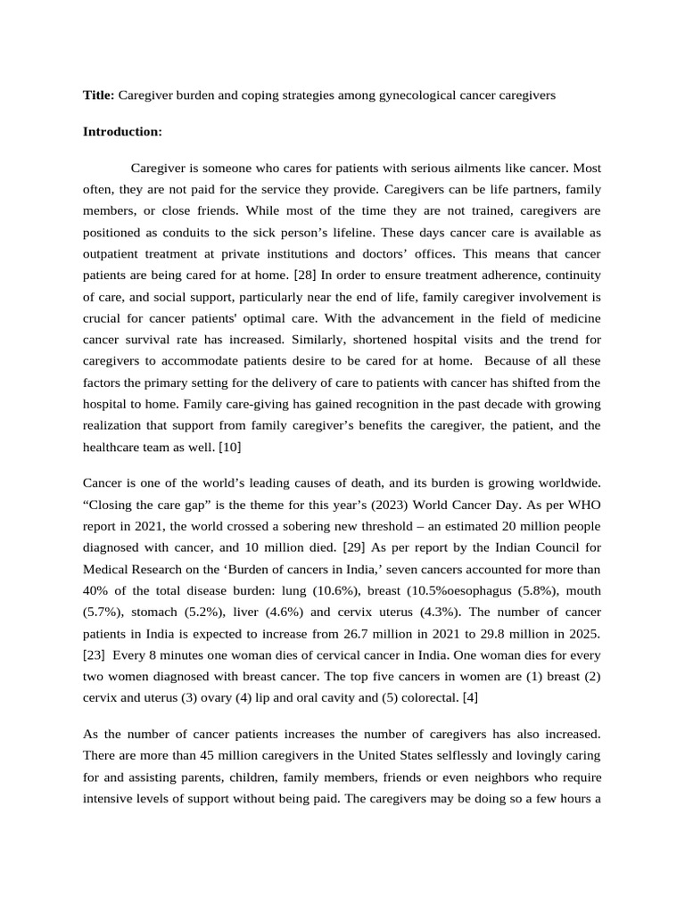 Caregiver Burden in Gynecological Cancer | PDF | Caregiver | Social Support