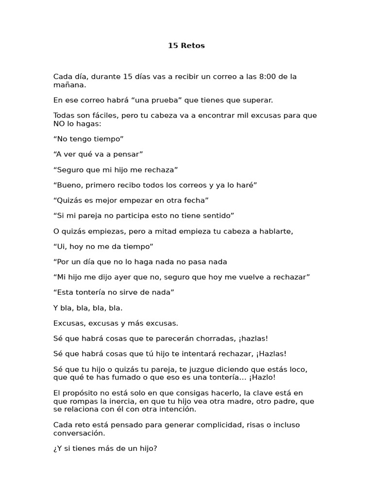 Retos | PDF | Amor