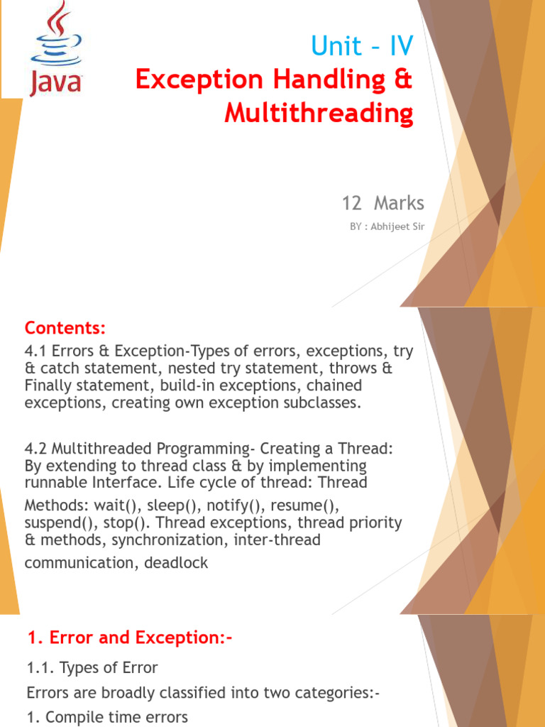 Exception Handling and Multithreading Guide | PDF | Method (Computer ...