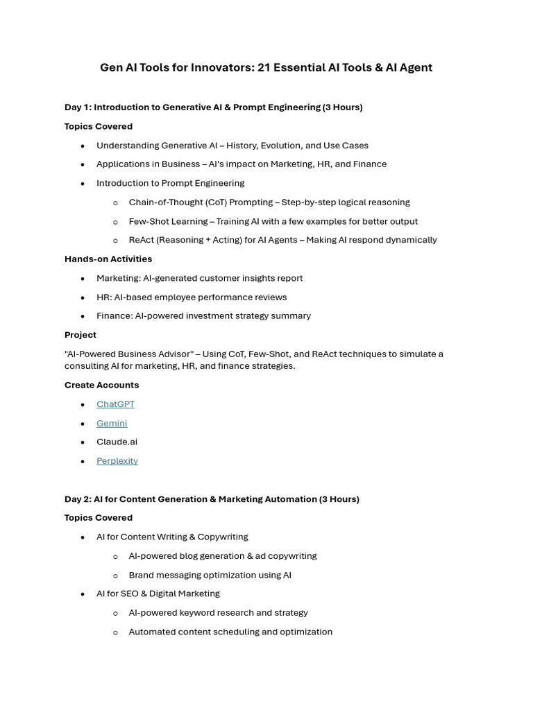 AI Tools for Business Innovators | PDF | Artificial Intelligence ...