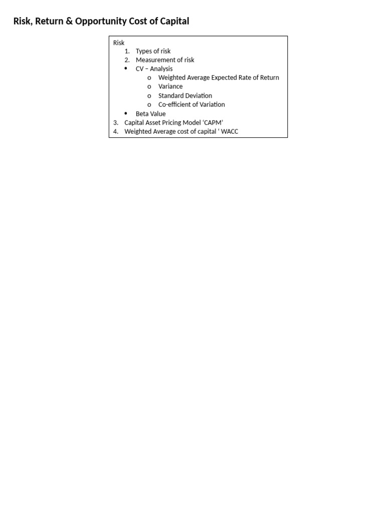 Risk, Return and Opportunity Cost | PDF | Financial Risk | Capital ...