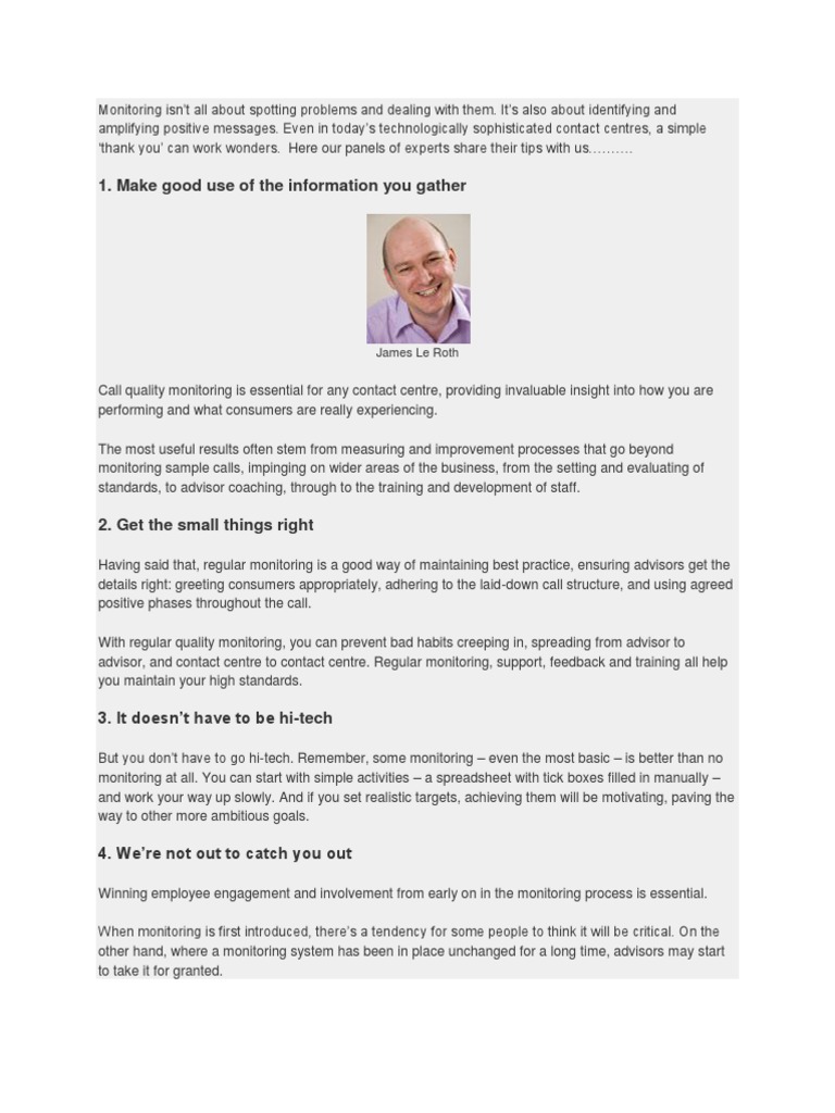 Effective Call Quality Monitoring Tips | PDF | Consensus Decision ...