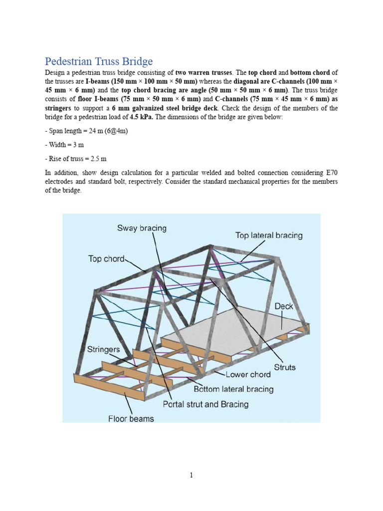 Warren Truss Pedestrian Bridge Design | PDF | Truss | Civil Engineering