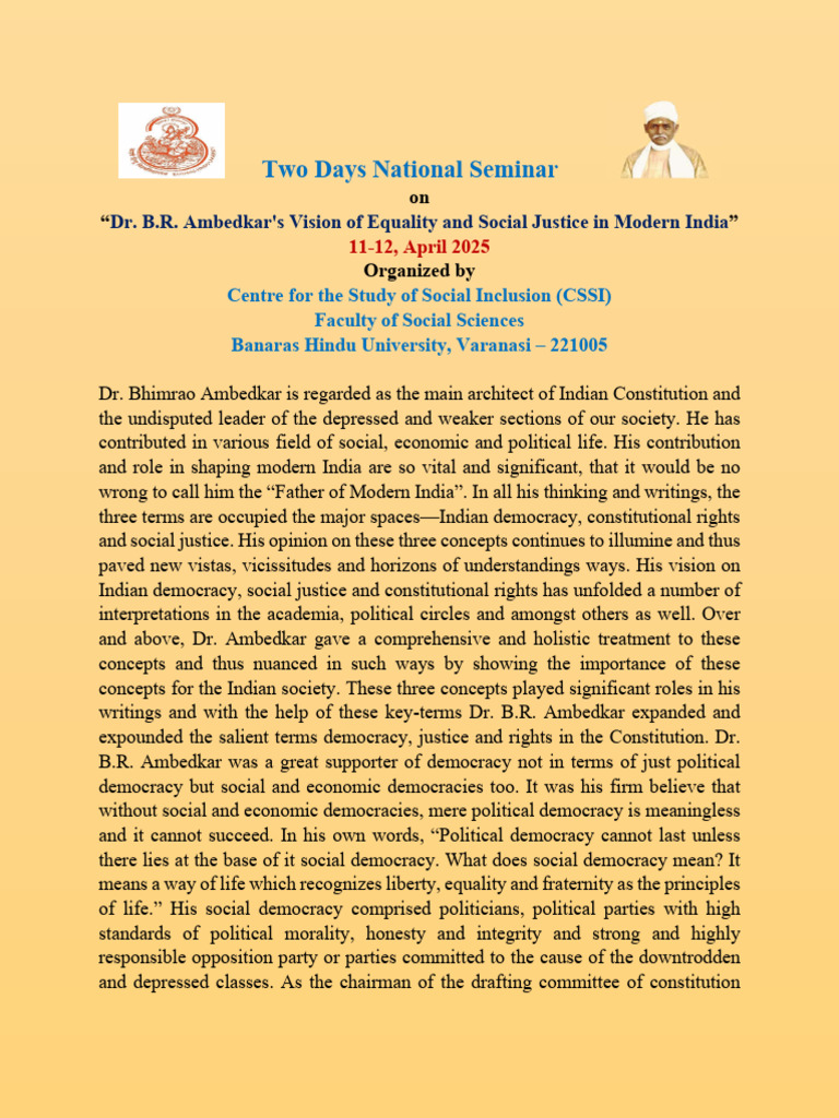 Ambedkar's Vision of Equality Seminar | PDF | Justice | Crime & Violence