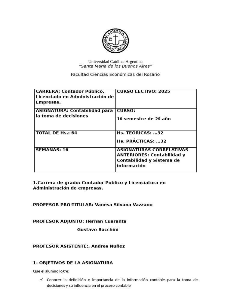 PROGRAMA CONTABILIDAD PARA LA TOMA DE DECISIONES 2025 | PDF ...