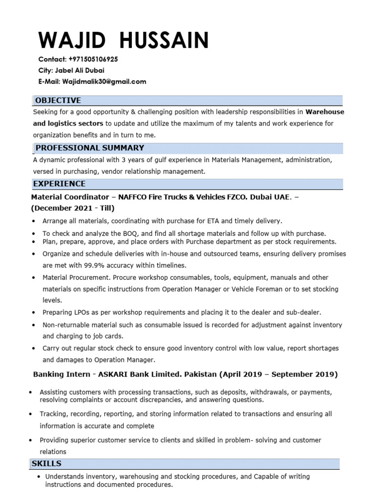 Wajid Pdf CV | PDF | Business
