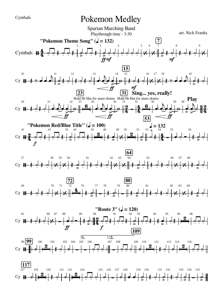Pokémon Medley for Drumming | PDF | Drumming | Percussion Instruments