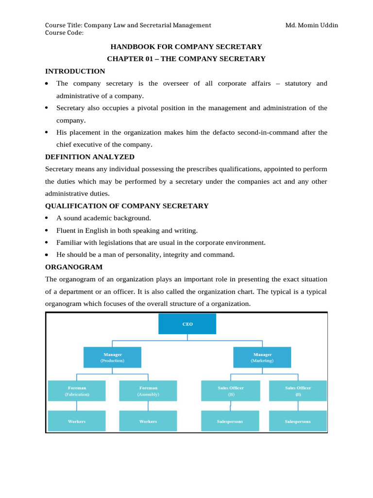 Handbook of Company Secretary | PDF | Board Of Directors | Articles Of ...