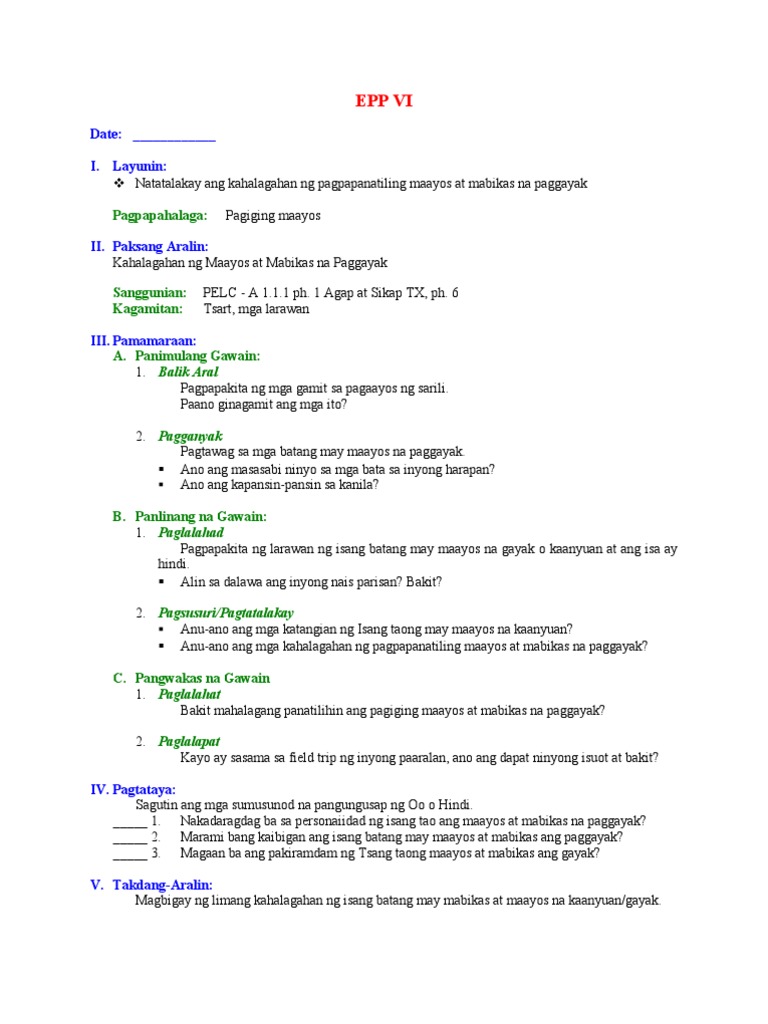 EPP VI 1st Rating | PDF