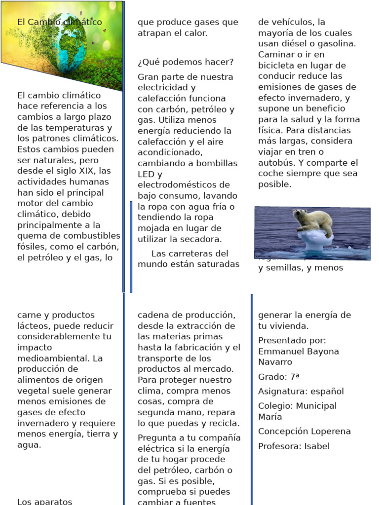 El Cambio Climático | PDF | Energía renovable