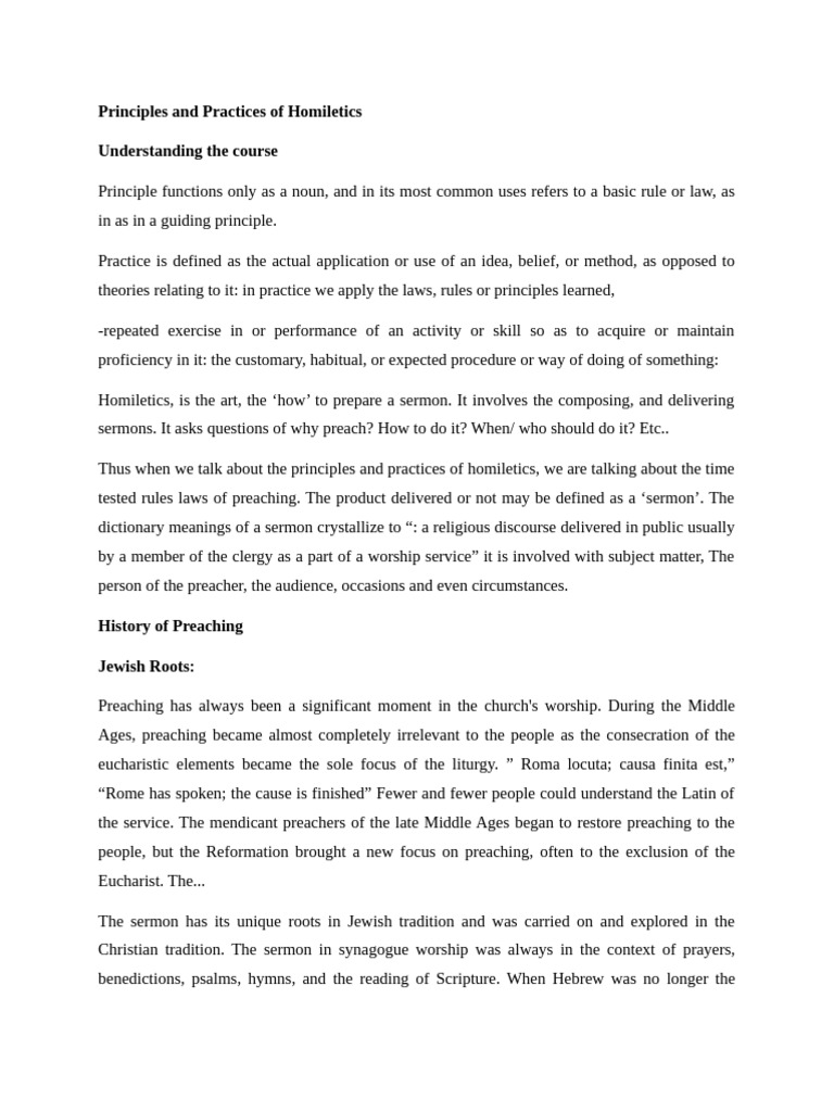Principles of Homiletics Explained | PDF | Sermon | Jesus