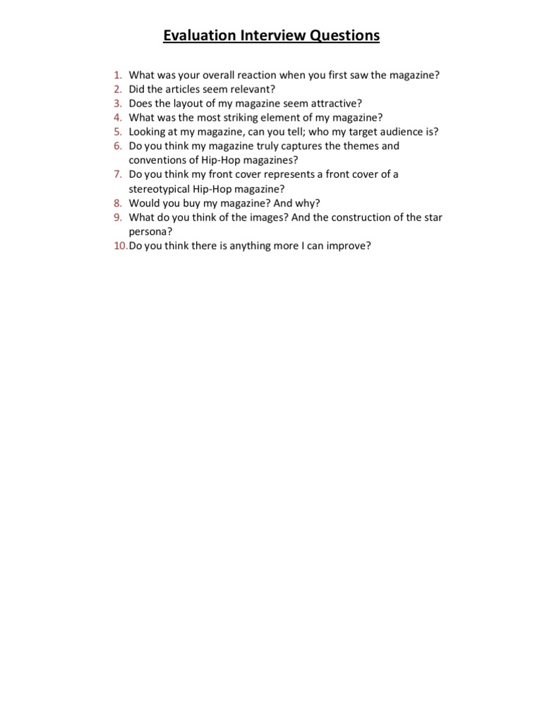 Evaluation Interview Questions Guide | PDF