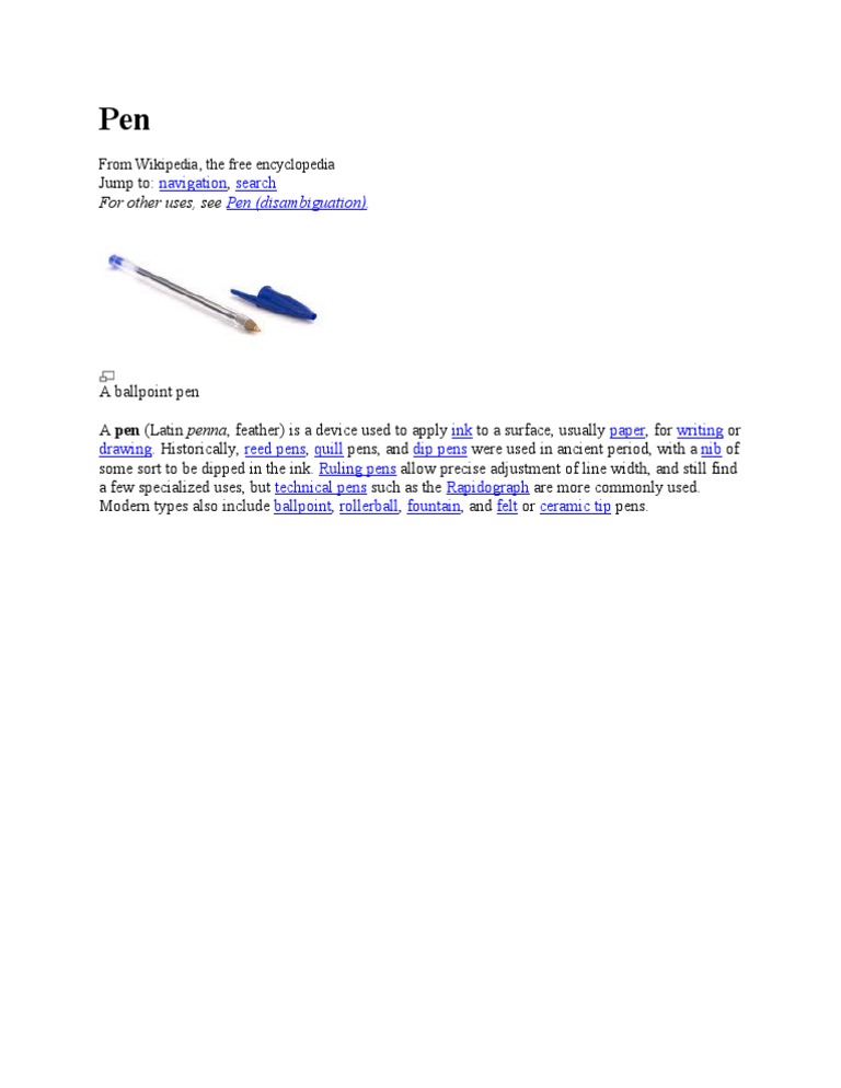 Types and History of Writing Pens | PDF | Home & Garden | General Fiction