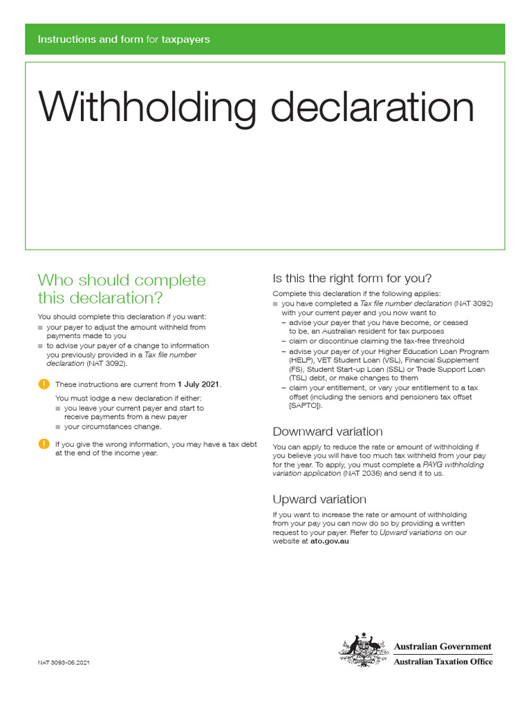 Withholding Declaration Instructions | PDF | Tax Exemption | Payments