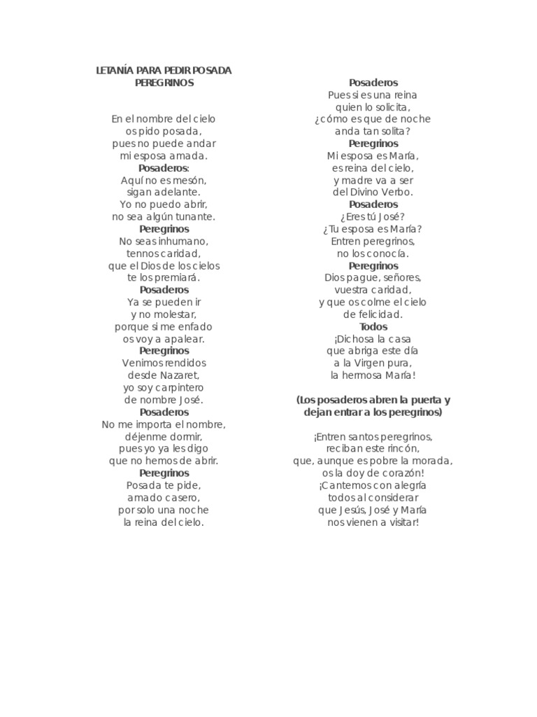Letanía de Posada para Peregrinos | PDF
