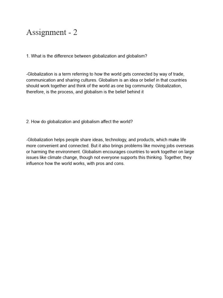 Globalization vs. Globalism Explained | PDF