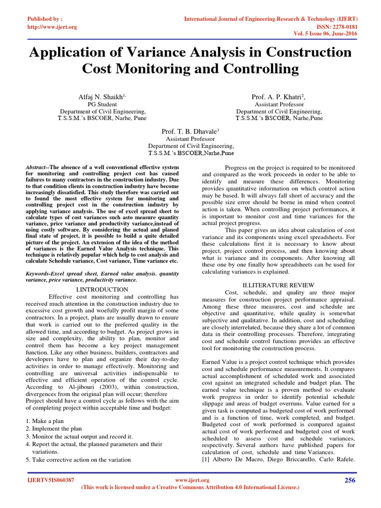 Application_of_Variance_Analysis_in_Cons | PDF | Variance | Project ...