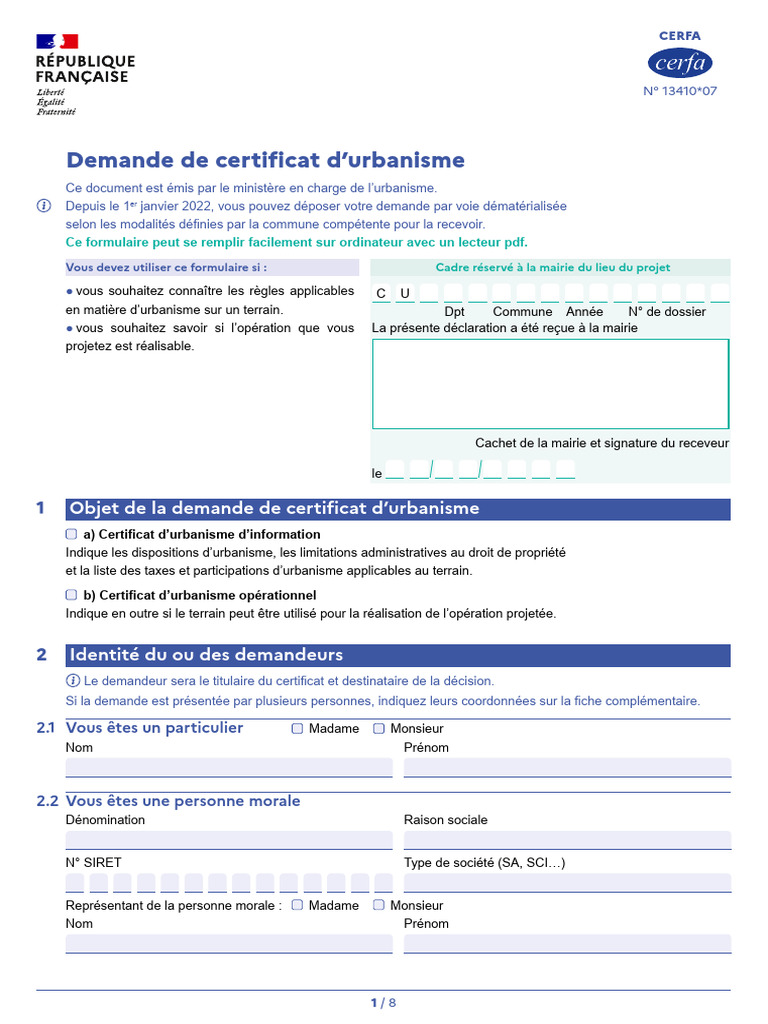 Demande de certificat d'urbanisme | PDF
