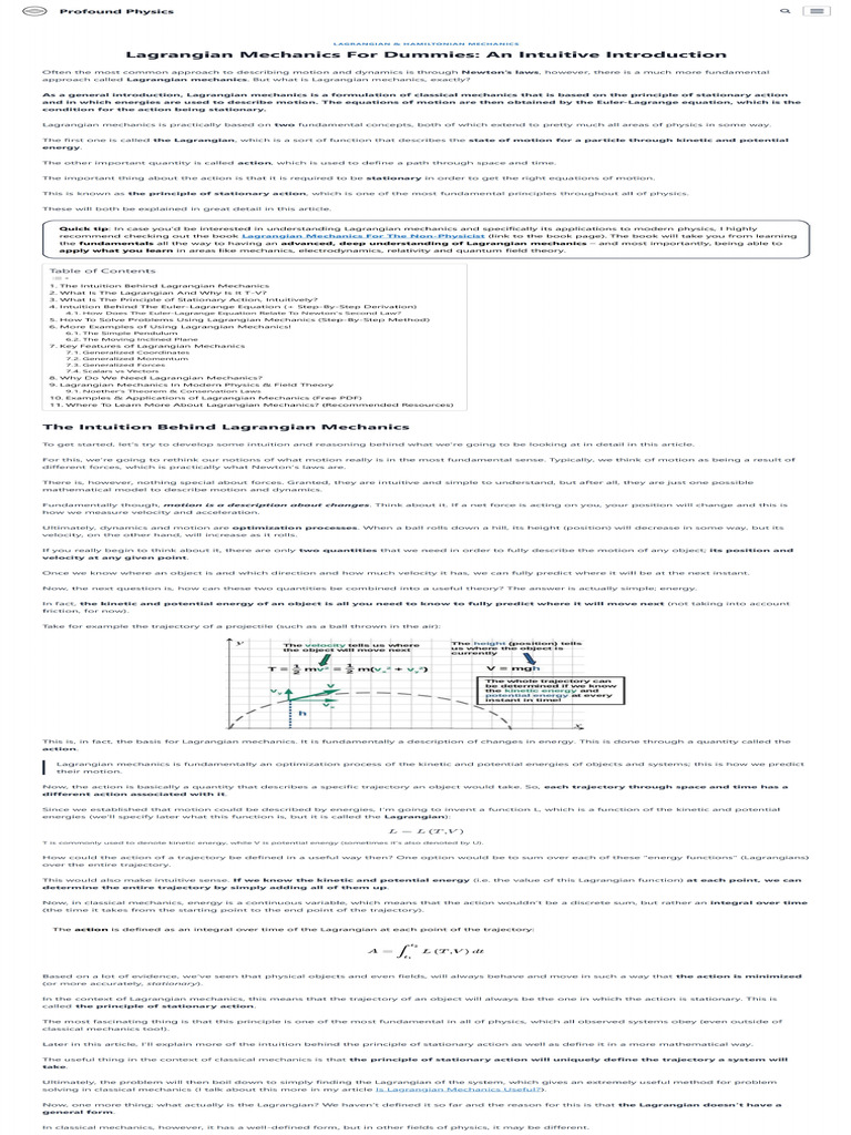 Lagrangian Mechanics Explained Simply | PDF | Lagrangian Mechanics ...