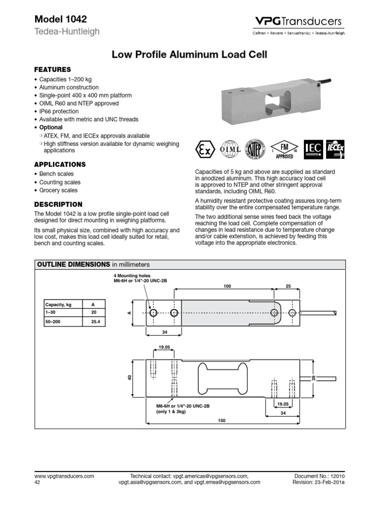 Tedea-Huntleigh Model 1042 Load Cell | PDF | License | Electrical ...