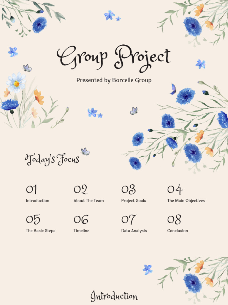 Blue and Beige Cute Floral Group Project Presentation - 20250313 ...